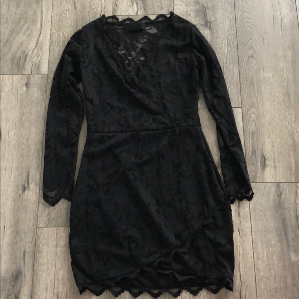 Sexy bodycon lace v neck dress